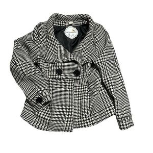 Nick & Mo Wool Blend Houndstooth A Line Coat | White Black | Womens L London